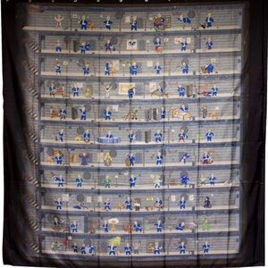 Fallout Perks Vault Boy Shower Curtain